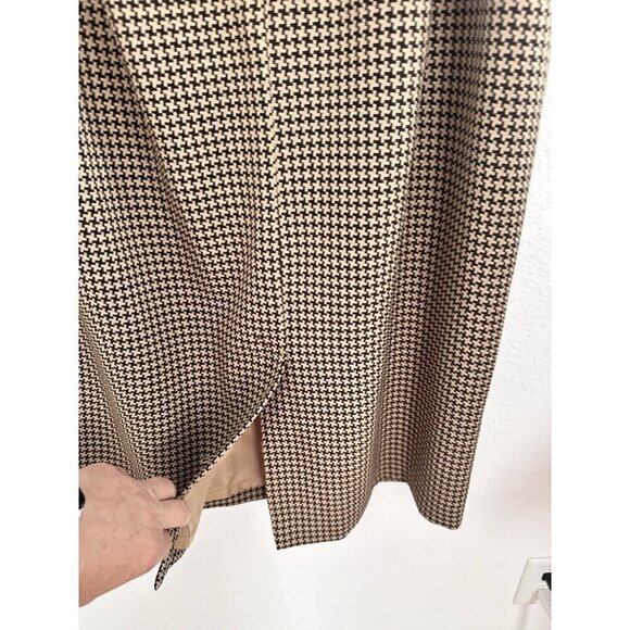 Blacker Brown Beige Houndstooth Tweed Pocket Jacket & Skirt Suit Set Sz 14W - Picture 6 of 12